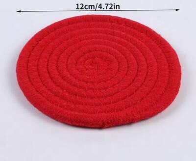 Inspired Living SilkWeave Round Cotton Cup Mat 12 Cm Stylish Tabletop Coaster & Heat Protection Pot Holder j