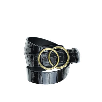 Synthetikgürtel "Doppelring", Damen, Gr. TW 130, schwarz, Lederimitat, COLLEZIONE ALESSANDRO, Gürtel, aus geprägtem Softmaterial