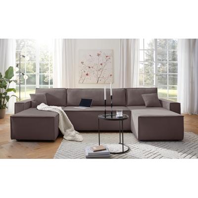 Wohnlandschaft OTTO HOME "CASSI L-Form, 311cm - OTTO. Verlässliche Qualität.", braun (taupe), B:311cm H:80cm T:48cm, Sofas, Wohnlandschaft, Schlaffunktion (133/270), Bettkasten, Cord, Unser Tiefpreis