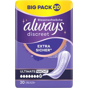 always Inkontinenzeinlagen discreet Ultimate Nacht, für Damen, 8 Tropfen, 20 Stück