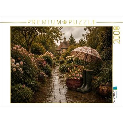 CALVENDO Puzzle Regentag im Cottage-Garten | 2000 Teile Lege-Größe 90x67cm Foto-Puzzle für glückliche Stunden