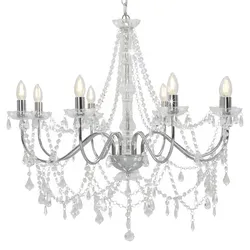 Helloshop26 - Antiker eleganter Kristallperlen-Kronleuchter 80 x 75 cm gemütliche Atmosphäre versilbertes Metall