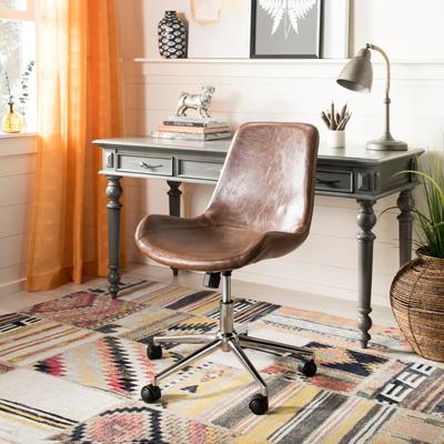 "SAFAVIEH Fletcher 21.5-Inch Swivel Chrome Desk, Brown and Chrome - 21.5"" x 25.5"" x 32.2"""