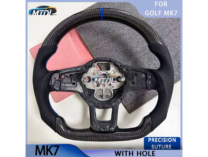 Volant en fibre de carbone bleu pour VW Golf MK7/7.5 GTI/R/GTD/GTE - Tiguan/Pasat/Polo GTI DSG de 2013 à 2020