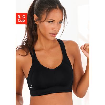 Sport-BH LASCANA ACTIVE, Damen, Gr. 70, Cup B, schwarz, Microtouch, Obermaterial: 58% Polyamid, 42% Elasthan, BHs Sport-BH, mit weichem Frottee-Lining und breiten, wattierten Trägern
