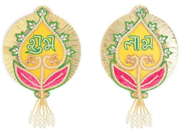 Labh houten gordijnrand handgemaakt voor huisaltaar en pooja rituelen