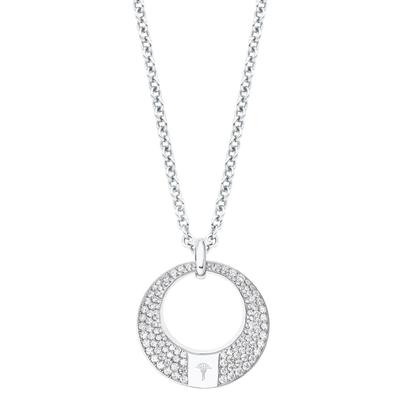 Kette mit Anhänger JOOP "Kornblume", bunt (silberfarben, weiß), Halsketten, Damen, Silber 925 (Sterlingsilber), L: 75, mit Zirkonia (synth.)