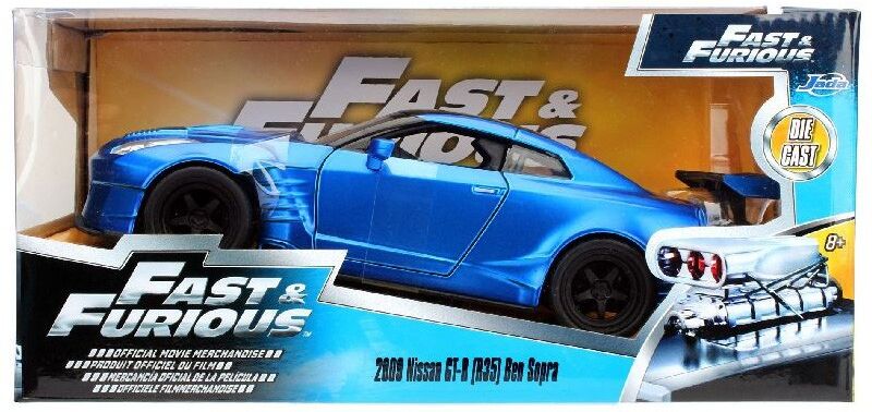 Miniature 1:24 Fast & Furious Nissan GT-R Ben Sopra bleue métallisée 2009 - Jada Toys
