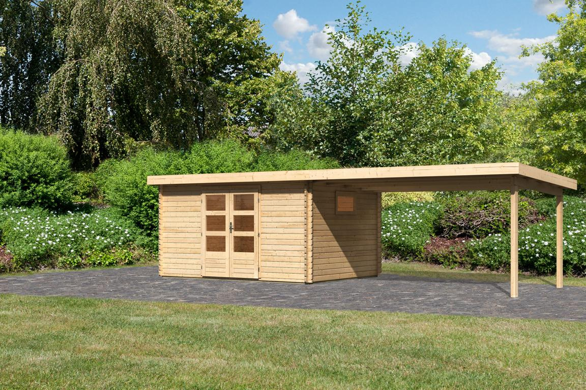 KARIBUHOLZT BH Trittau 5 natur 372x282x217 im Set mit AD 4,4 m 10004349