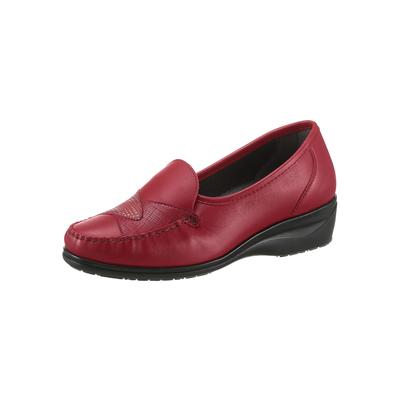 Mokassin CLASSIC, Damen, Gr. 41, Textil, rot (bordeaux), Glattleder, Basic, Schuhe Mokassin