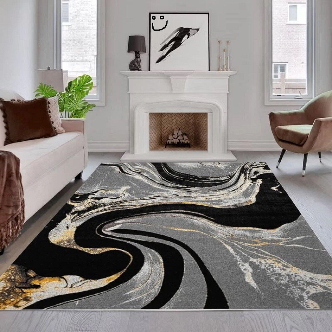 Brayden Studio Abstract Flokati Yellow Rectangle 120 x 170 cm