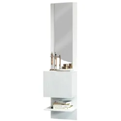 Dmora Ivana - Garderobenschrank, 45x35x190 cm Weiß, Inkl. Spiegel Made in Italy