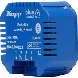 Kopp 864004028 Blue-control Schaltaktor, Serienschalter 2-Kanal, 4-Draht, mit Bluetooth Mesh-Technologie
