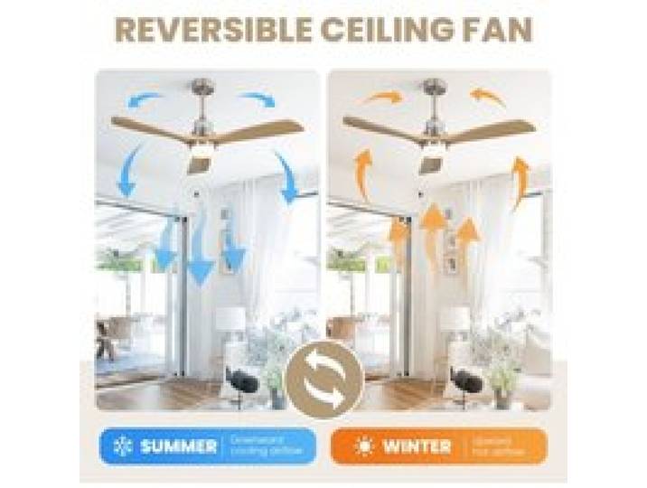 Ventilateur de plafond Silencieux LED 52 pouces éclairage LED variable moteur CC 6 vitesses réversible en VENTILATEUR DE PLAFOND
