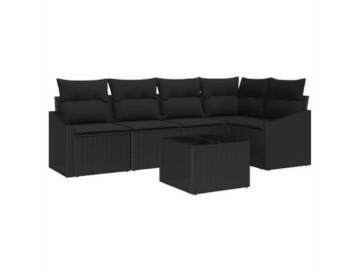 Makastle Lounge Sofa-Set 6-TLG. Poly Rattan Schwarz 233x124x85cm