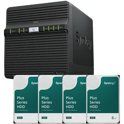 Synology DiskStation DS423 4 Einschübe NAS-Server Leergehäuse + 4x Synology Plus 3.5" SATA HDD Festplatte 6TB (4x 6TB)