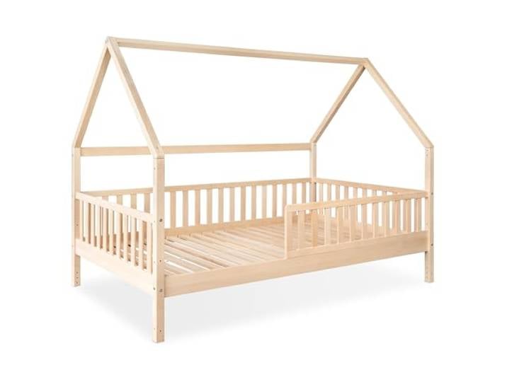 Ehrenkind® Hausbett Buche Livo FSC Zertifiziert Kinderbett mit Rausfallschutz höhenverstellbar Massivholz Kinder Bett Hausbett 120x200 cm Natur