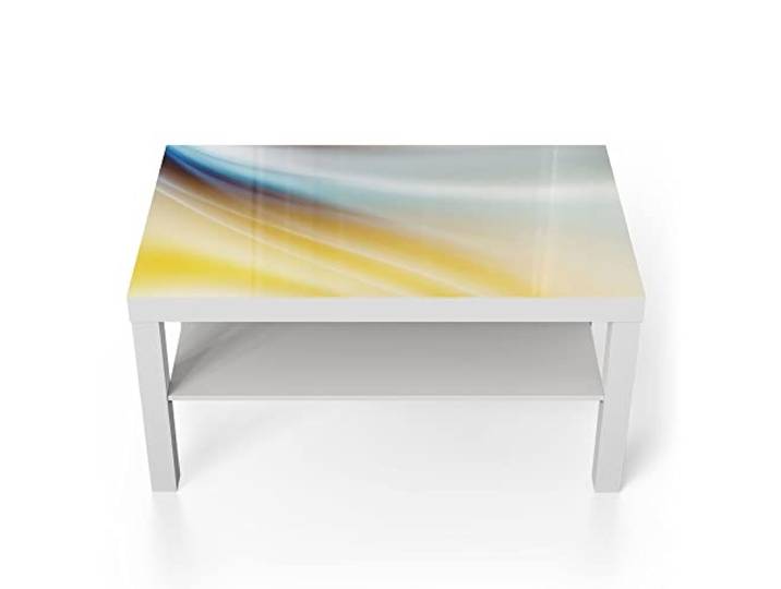 DEQORI Glastisch weiß groß 90x50 cm Motiv Warmer Farbverlauf ausgefallener Beistelltisch aus Glas Hochglanz Couchtisch fürs Wohnzimmer moderner Couch Tisch mit Design