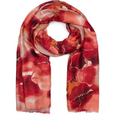 Schal STYLEBREAKER "Schal Marmor Muster Metallic Details", Damen, rot (rot, orange), Obermaterial: 100% Viskose CV., Modisch, Modetücher Schal