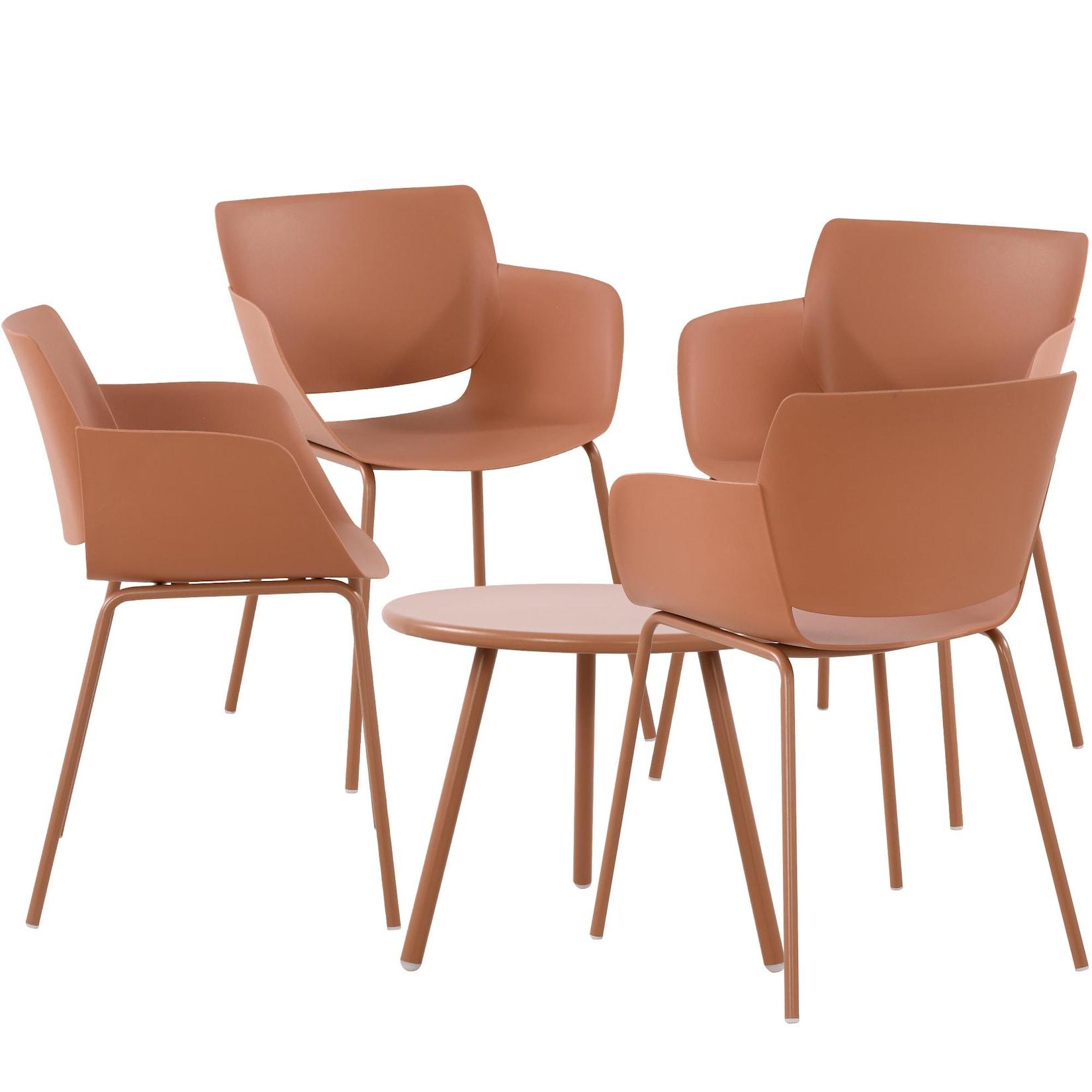 CLP Sitzgruppe Minota 4er - Farbe: terracotta, Set-Inhalt: 4 Stühle
