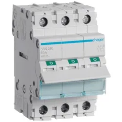 Hager, Verteilerschrank Zubehör, SBN390. Nennstrom: 100 A, Spulenspannung (max): 440 V. Module Menge (max): 3 Modul(e). Breite: 52,5