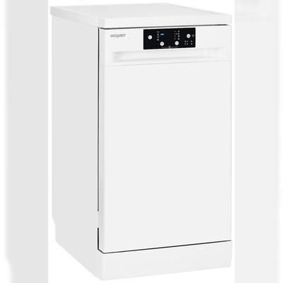 Exquisit Geschirrspüler schmal | 9 Maßgedecke, Energieeffizienzklasse D, 49 dB, 4 Programme | Startzeitvorwahl, Aquastop | GSP9109-451D weiss