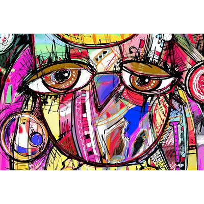 Fototapete PAPERMOON "Abstrakt Gesicht", bunt, B:3m L:2,23m, Vlies, Tapeten