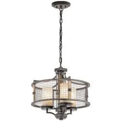 Kronleuchter Hängelampe Deckenleuchte Eisen Glas D45,1cm 3 Flammig Esszimmerlampe