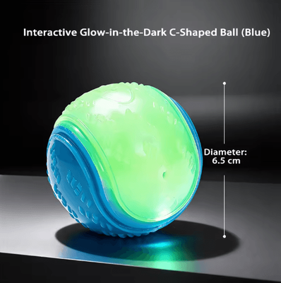 Inspire Picks HOOPET Glow Dog Toy Ball Durable Rubber Fetch Ball For Active Dogs & Puppies night Light Blue