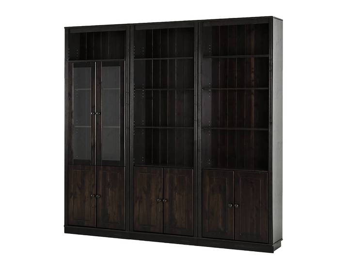 Bibliothèque massive F Pin massif verni Marron/Epicéa Havanna 222 x 223 x 37cm