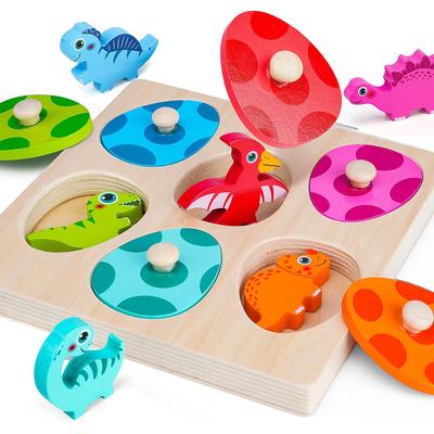 JoyToys Montessori Dinosaur Puzzle Wooden Toddler Peg Puzzle Educational Early Learning Toy Montessori Dinosaur Puzzle Wooden Toddler Peg Puzzle Educational Early Learning Toy