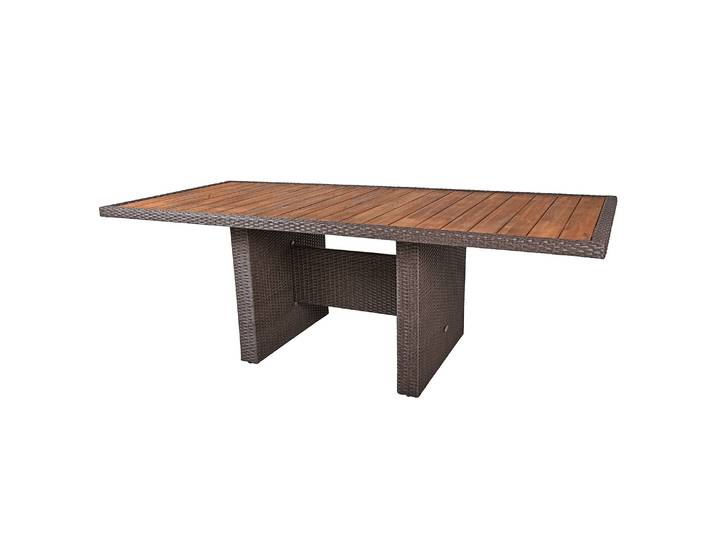 Gartentisch Braga Polyrattan Aluminium Akazie Massiv, naturbelassen 100 x 220cm Braun/Grau/Anthrazit/Braun