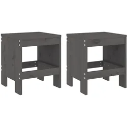 vidaXL Gartenhocker 2 Stk. Grau 40x36x45 cm Massivholz Kiefer