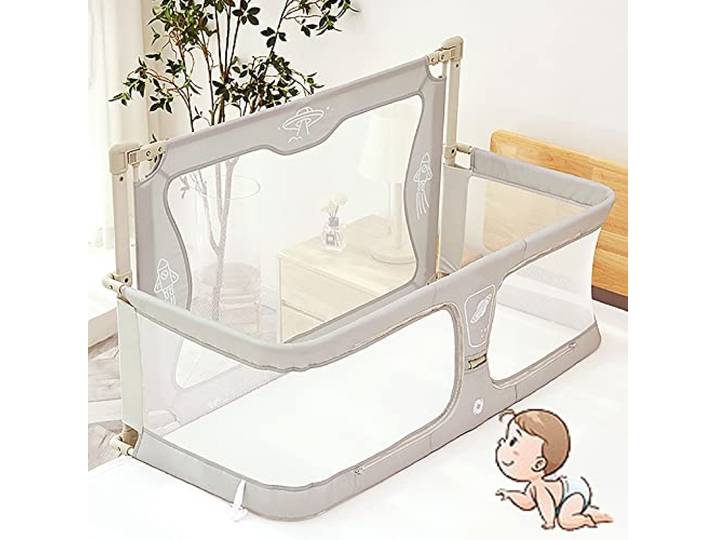 3 in 1 babybett,beistellbett baby,120x50cm,Babywiege,laufstall babybett,baby bett,Höhenverstellbares, beistellbett baby boxspringbett,mit Zubehör,baby laufstall, der auf das Bett gestellt werden kann