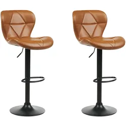BARHOCKER 2er-Set Kunstleder goldbraun/schwarz höhenverstellbar Valetta