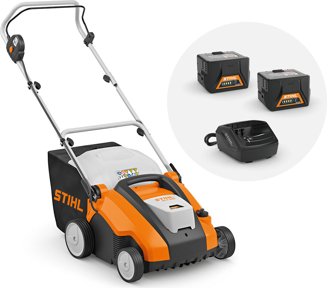 AKKU-RASENLÜFTER STIHL RLA 240 mit 2x AK30 akku und ladegerät, Vertikutierer, RASENLÜFTER