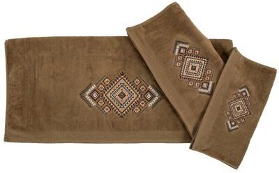 Paseo Road by Hiend Accents Sedona Embroidered Aztec Towel Set, Mocha, 3PC
