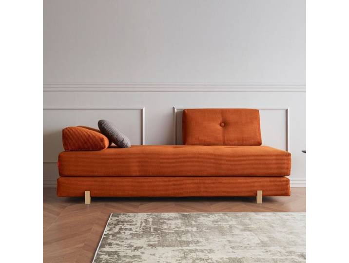 Relaxliege Yorkshire Webstoff/Cord/Chenille Kunstfaser H:44cm/B:200cm/T:80cm Orange ausziehbar skandinavisch