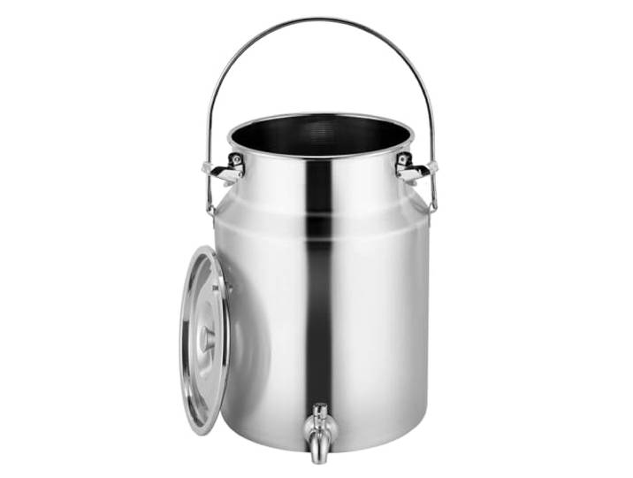 RSBFER Milchkanne aus Edelstahl 304 mit Zapfhahn, auslaufsicherer Getränke- und Flüssigkeitsspender, tragbar mit Griff, für Milch, Wein, Öl, Tee,10L