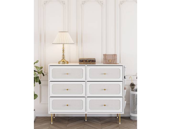 Commode, armoire avec 6 tiroirs en tissu, buffet multifonctionnel avec sac en tissu, cadre en métal, pour le salon