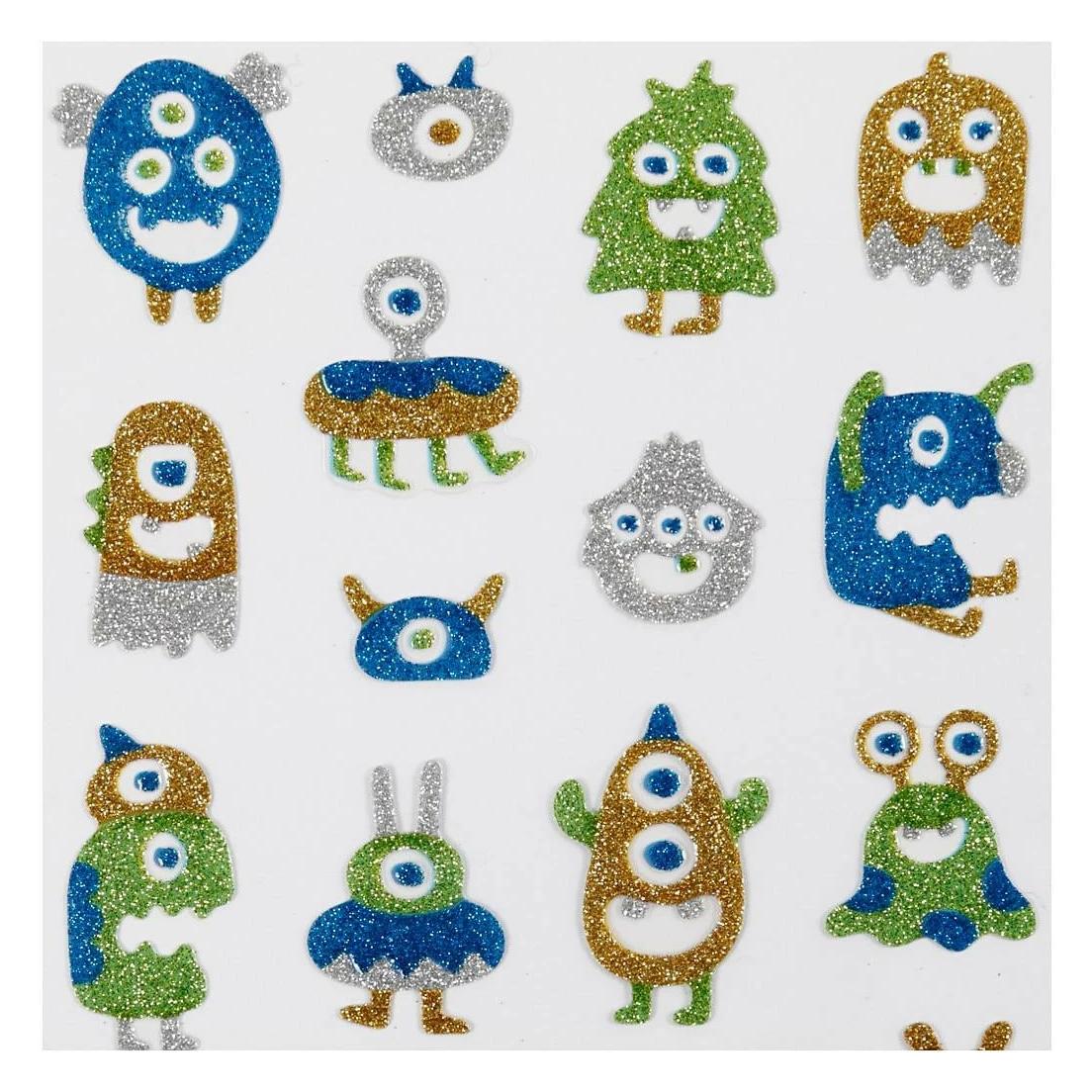 Creativ Company Glitzersticker 15 x 16.5 cm 1 Blatt, Aliens (1 Sticker) (280020)