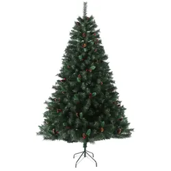 SVITA Weihnachtsbaum künstlich Tannenzapfen und Beeren inkl. Ständer 210cm
