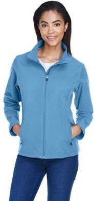 Team 365 TT80W Women's Leader Soft Shell Jacket in Sport Light Blue size Small