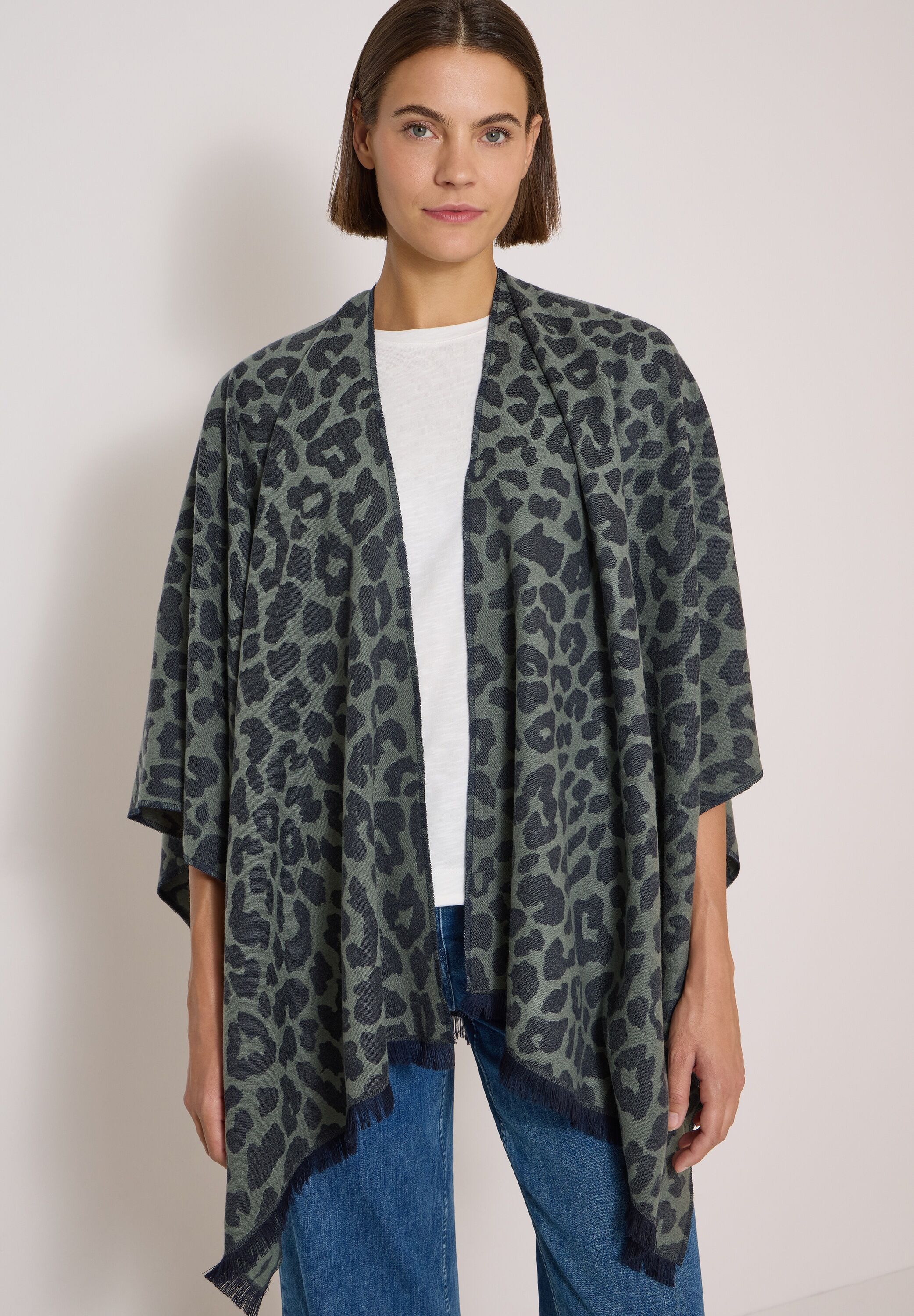Fransentuch CECIL, Damen, grün (dried olive grün), Web, Materialmix, Modetücher Fransentuch dried olive grün Einheitsgröße