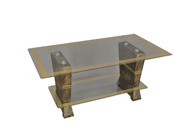 JVmoebel Couchtisch Beistelltisch Medusa Design aus Glas und Stuckgips in Weiß (Packung), Made in Europa