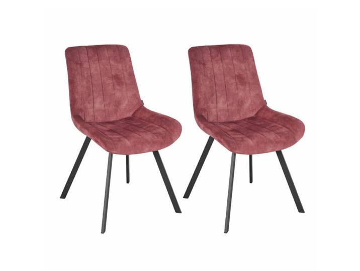 Lot 2 chaises en velours rose rembourré et pieds métal - NANY 2 Meubletmoi