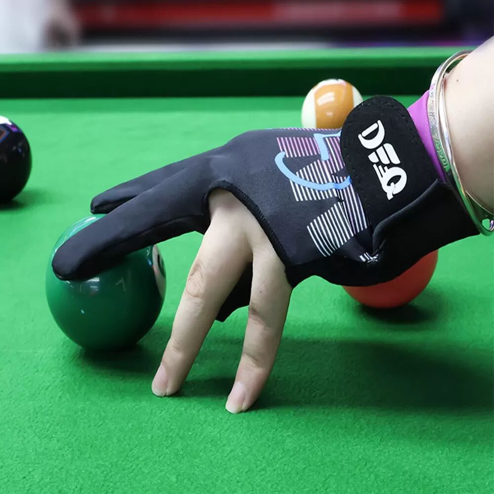 INF Hochelastischer Anti-Rutsch-Billardhandschuh mit 3 Fingern – Nylon-Vollfinger für verbesserte Leistung im Queue-Sport Blau+Schwarz