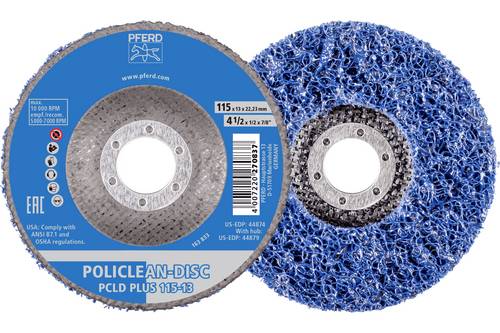 PFERD TOOLS 44698009 POLICLEAN PLUS PCLD Reinigungsvlies Ø115x13mm Bohrung Ø22,3mm für grobe Reinigungsarbeiten (1) 115mm 1 S