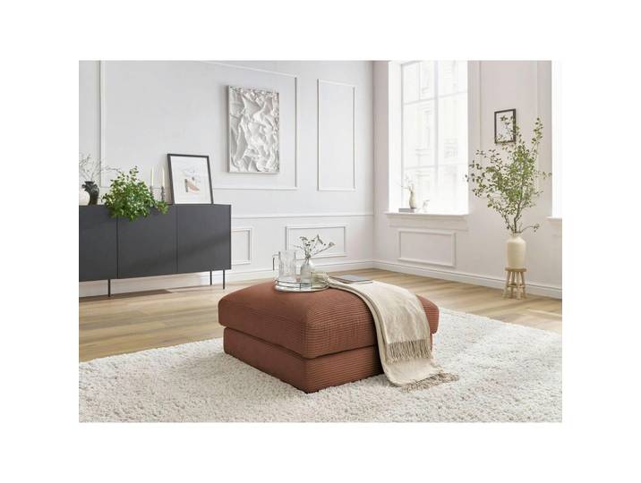 Hocker Leonard, Orange, Kunststoff, quadratisch, 86x43x86 cm, Wohnzimmer, Hocker, Sitzhocker