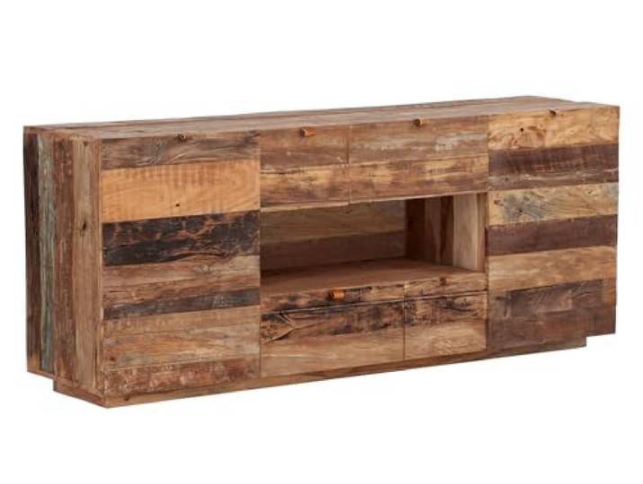 Woodkings Sideboard Oldwood TV-Kommode aus rustikalem Altholz große Kommode 180cm für Wohnzimmer oder Esszimmer Stauraumwunder, Einzigartiges Design